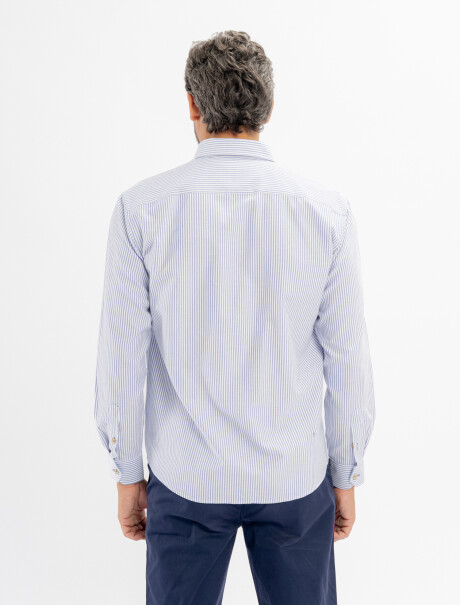 Camisa m/l oxford rayada azul