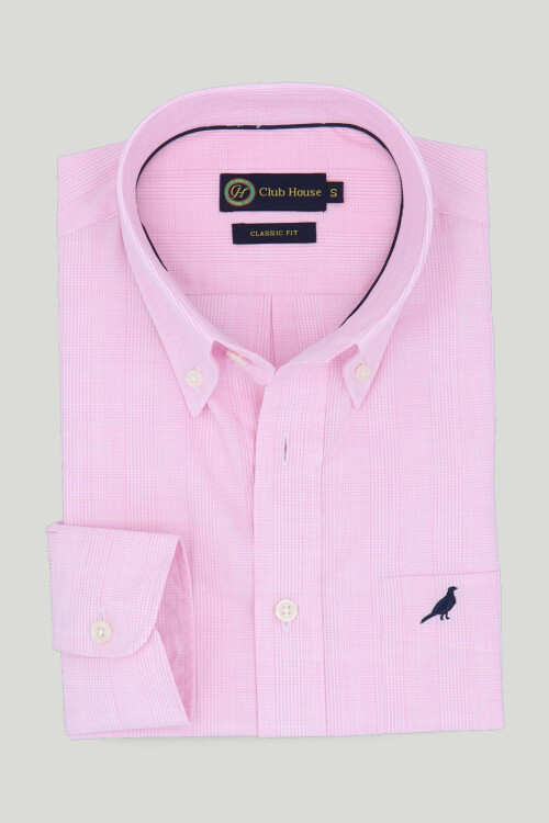 Camisa Button Down Classic Fit Cuadros rosa