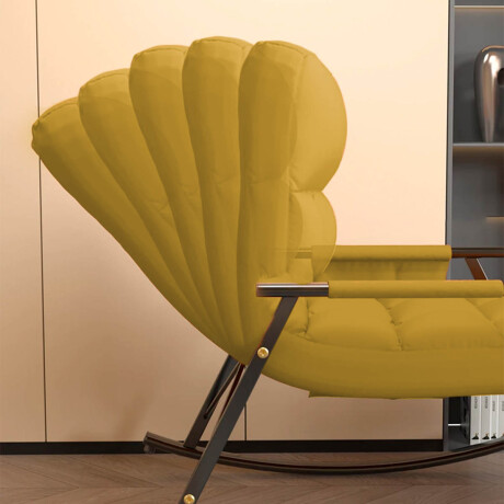 Sillón Reposera Mecedora Respaldo Ajustable Bolsillo Amarillo