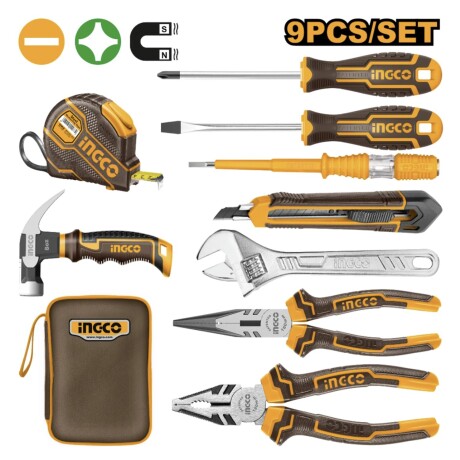 Set x9 Herramientas Ingco Manuales + Estuche Set x9 Herramientas Ingco Manuales + Estuche