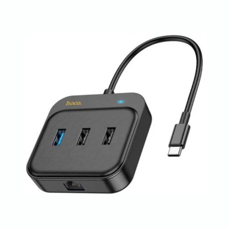 Hub 6 En 1 HOCO HB37 USB-C A USB-A/HDMI/RJ45 - Black Hub 6 En 1 HOCO HB37 USB-C A USB-A/HDMI/RJ45 - Black