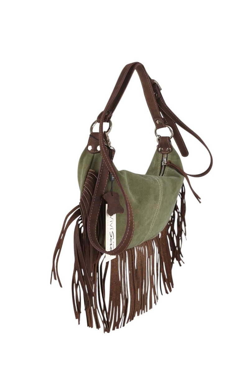 Cartera con flecos verde