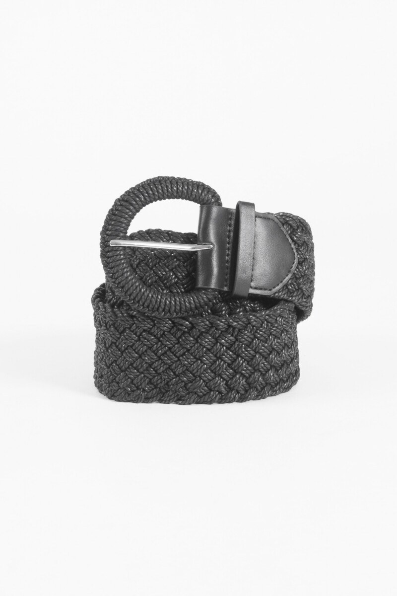 Cinturón elástico tipo rafia negro