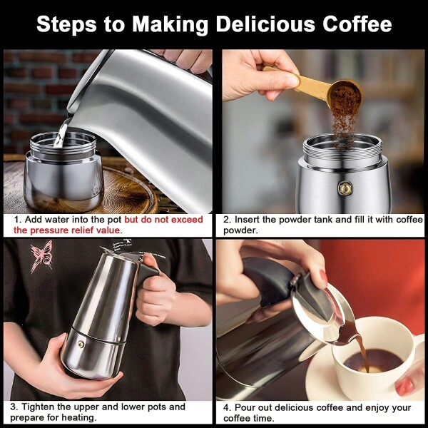 Cafetera Italiana Para 6 Tazas Aluminio Cafe Desayuno Cafetera Italiana Para 6 Tazas Aluminio Cafe Desayuno