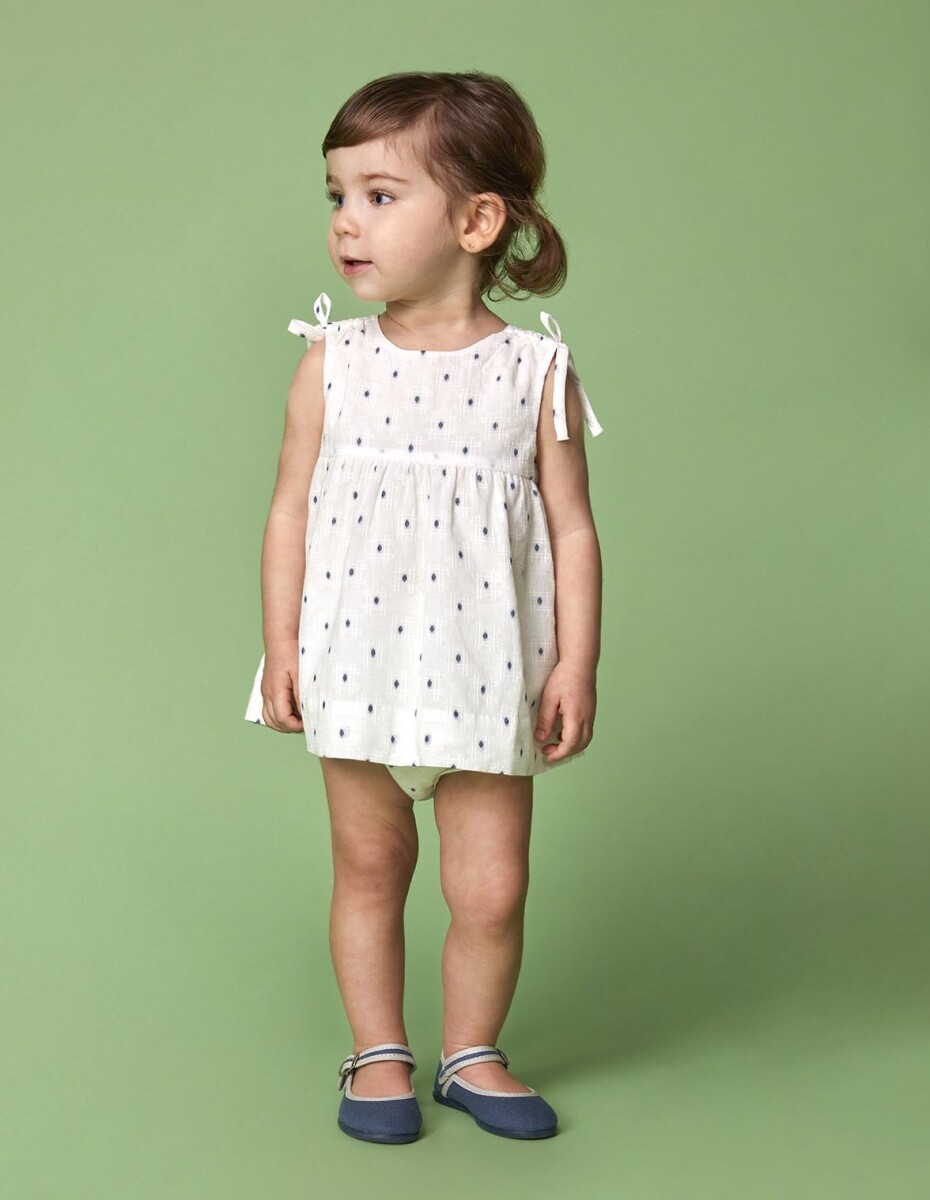 Vestido Dobby Lazada Hombro - Blanco 