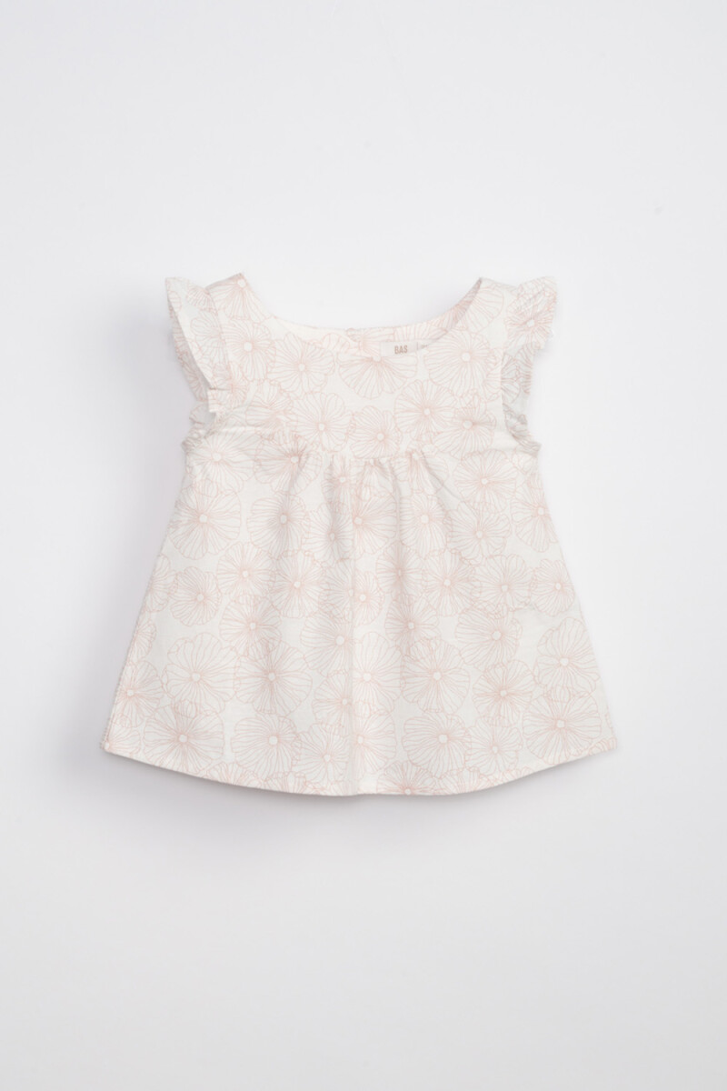 Blusa sin manga volados Flores Blanco