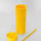 Vaso Con Tapa + Sorbito Beverly Alto Amarillo