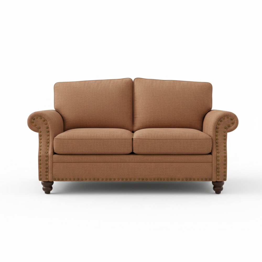 SOFÁ SILLÓN 2 CUERPOS DE NUBUCK - CON TACHAS BEIGE
