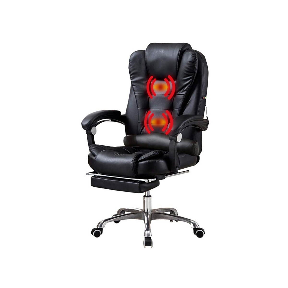 Silla Ejecutiva en cuero Lumax Modelo Miles con Apoyapies y 2 Puntos de Masaje - Negro 