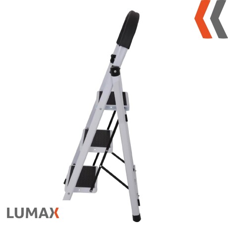 Escalera Tijera 3 Escalones Base Antideslizante Negro/Blanco