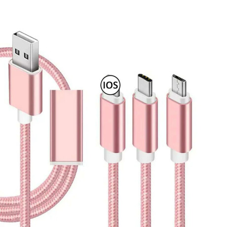 Cable Usb Múltiples Salidas De 2m De Largo Rosado