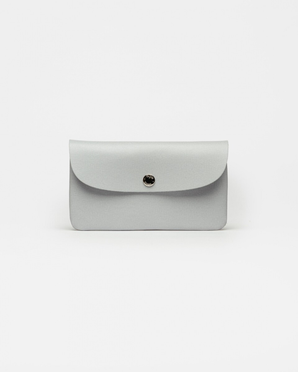 Sobre Santina en cuero grabado saffiano - Celeste Gris 