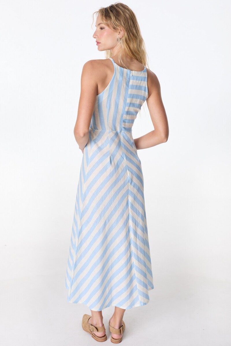 Vestido Peoni Rayas Celeste