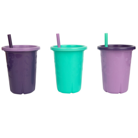 Pack x3 vasos c/ tapas y sorbitos lavanda-verde