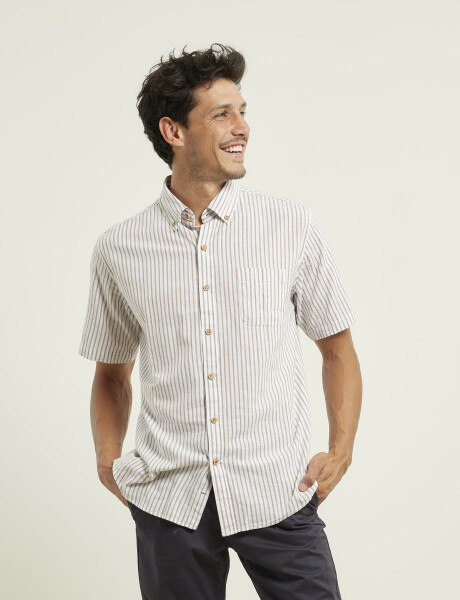 012507 CAMISA HARRINGTON LABEL Kaki / Blanco
