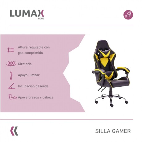 Silla Gamer Lumax Modelo ROM Negro/Amarillo