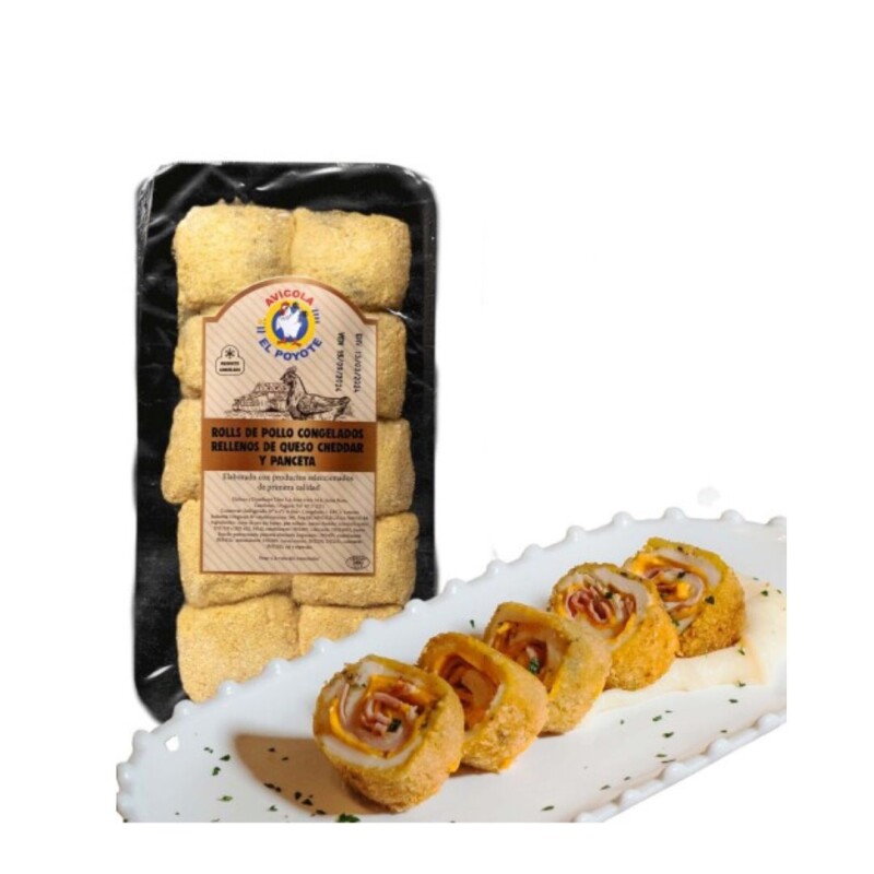 ROLLS DE POLLO RELLENOS DE QUESO CHEDDAR Y PANCETA X 10 ROLLS DE POLLO RELLENOS DE QUESO CHEDDAR Y PANCETA X 10
