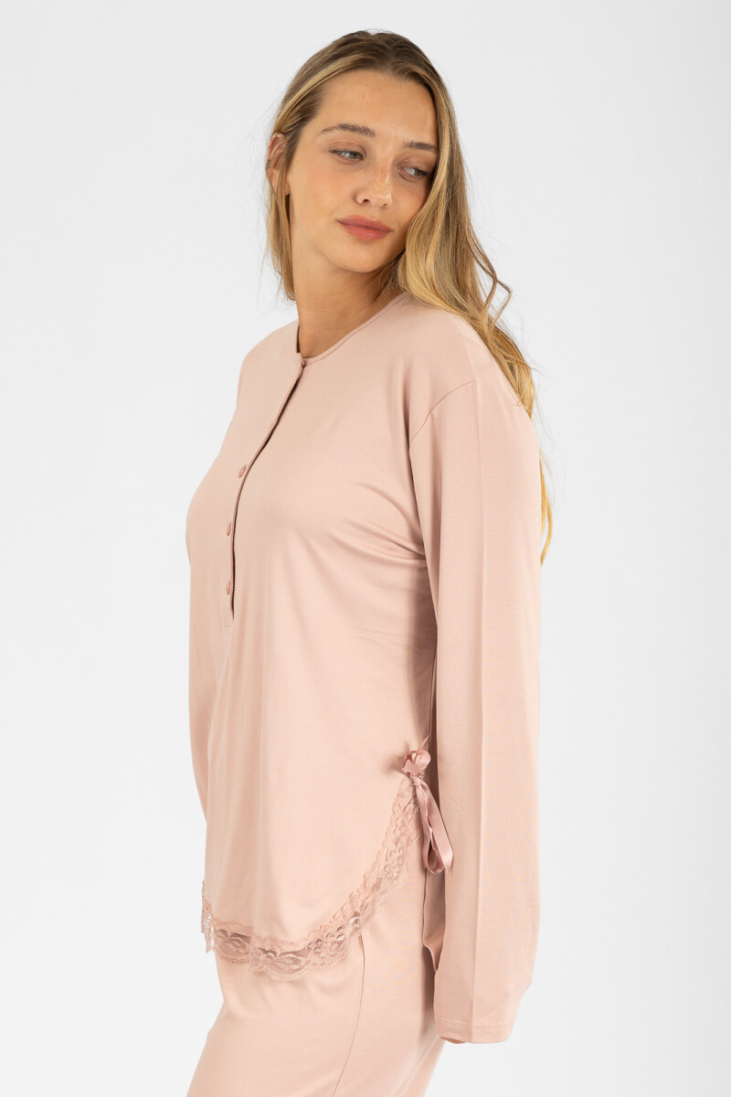 Pijama peach muna liso Rosado