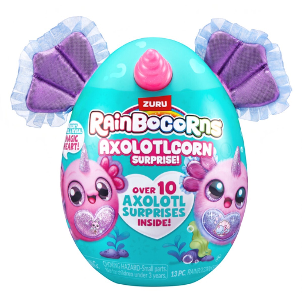 Peluche Rainbocorns Axolete Corazón Brillante con Sorpresas 