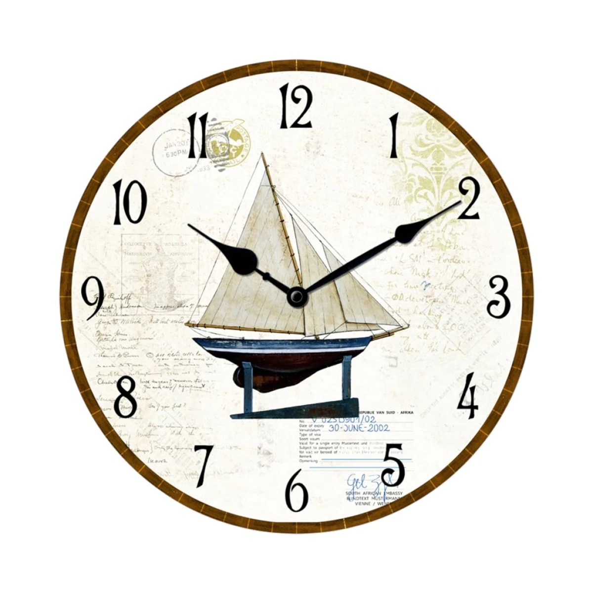 RELOJ DE PARED MDF D28.8X3.5CM VELERO SELLOS 
