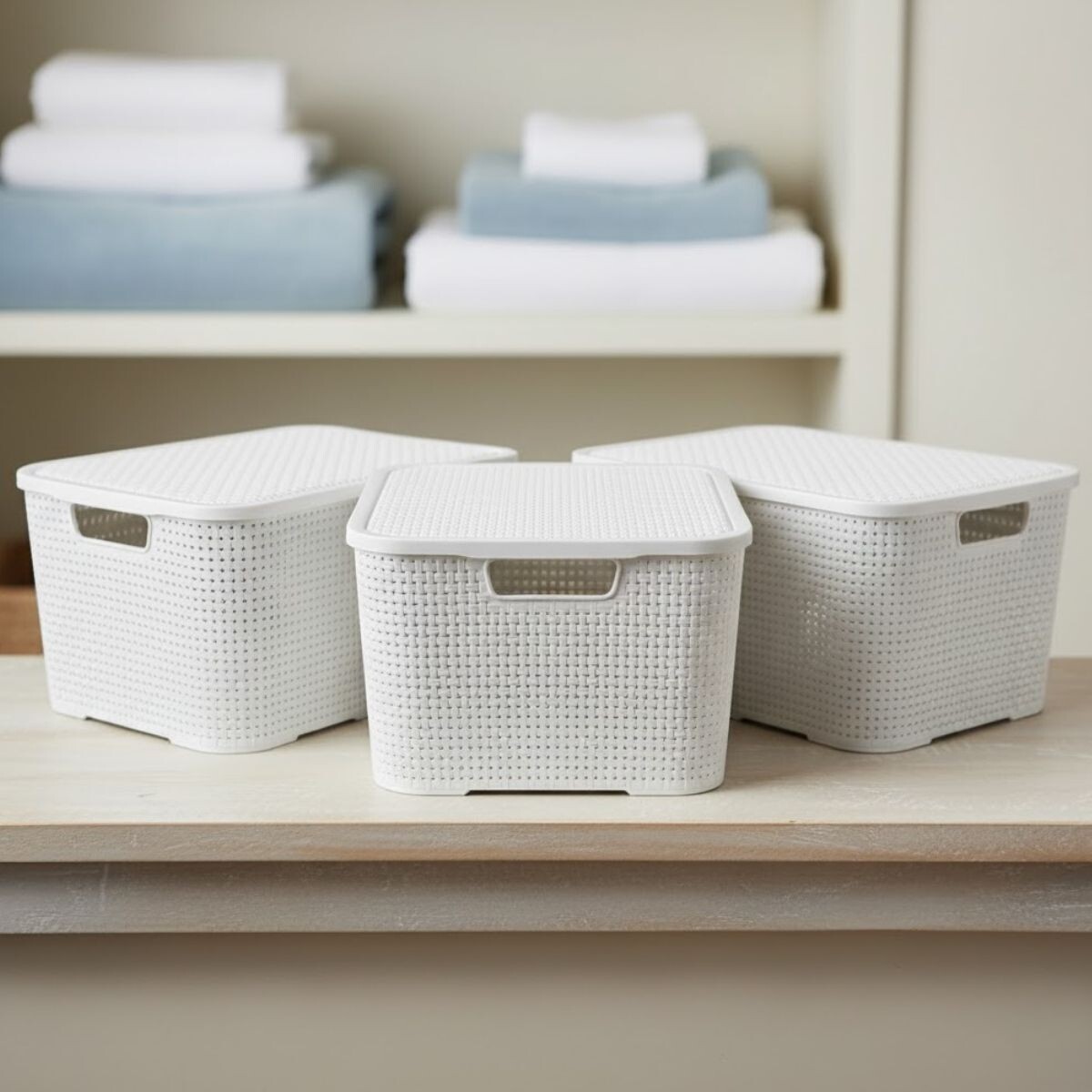 Set x3 Caja ratán 15 lts - BLANCO 