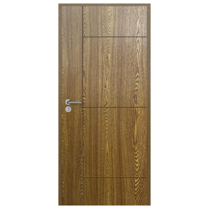 Puerta Interior en MDF con Marco y Cerradura Lumax Marrón Claro Diseño Ankara Herraje Plateado