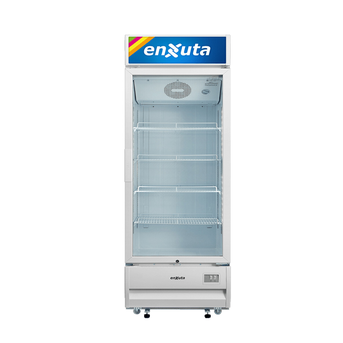 VITRINA COMERCIAL VERTICAL 416 LITROS CON CENEFA LUMINOSA LED ENXUTA 