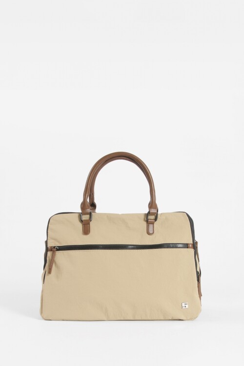 Briefcase para laptop con correa beige
