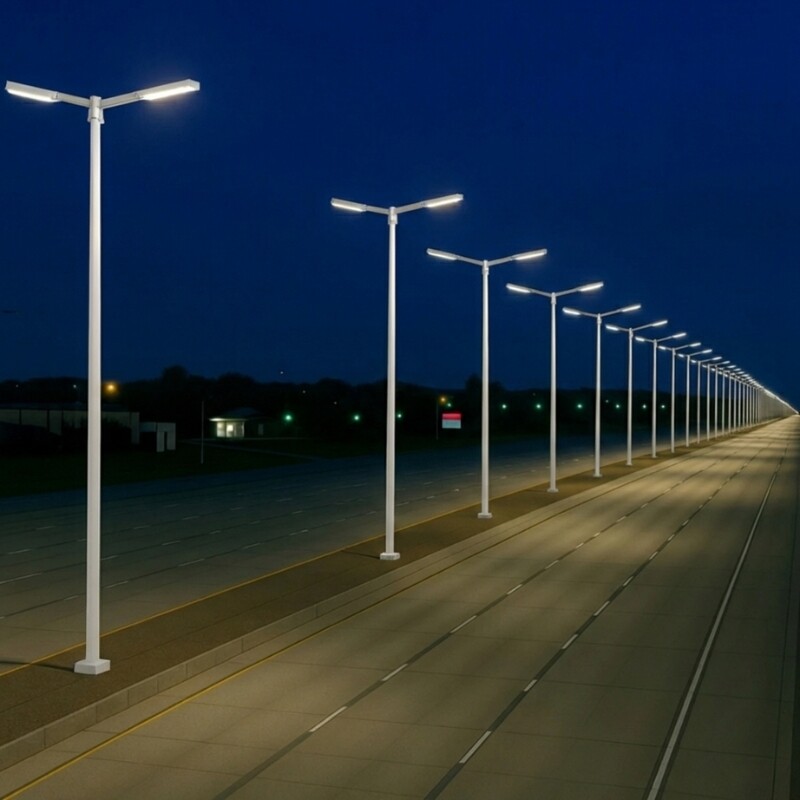 Columna 9mt con dos Brazos Blanca Columna 9mt con dos Brazos Blanca