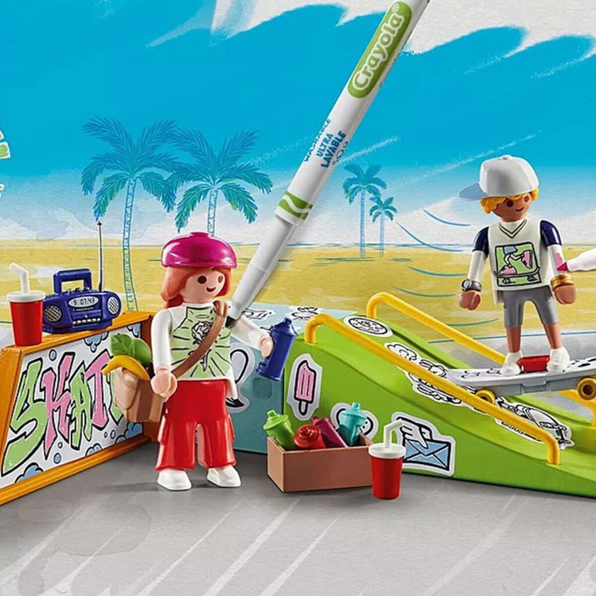 Juego De Skatepark Para Pintar Playmobil - 44 Piezas 