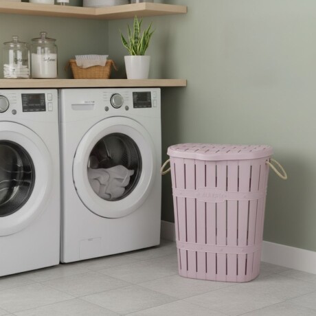 Cesto para ropa con asas de cuerda baño ROSADO