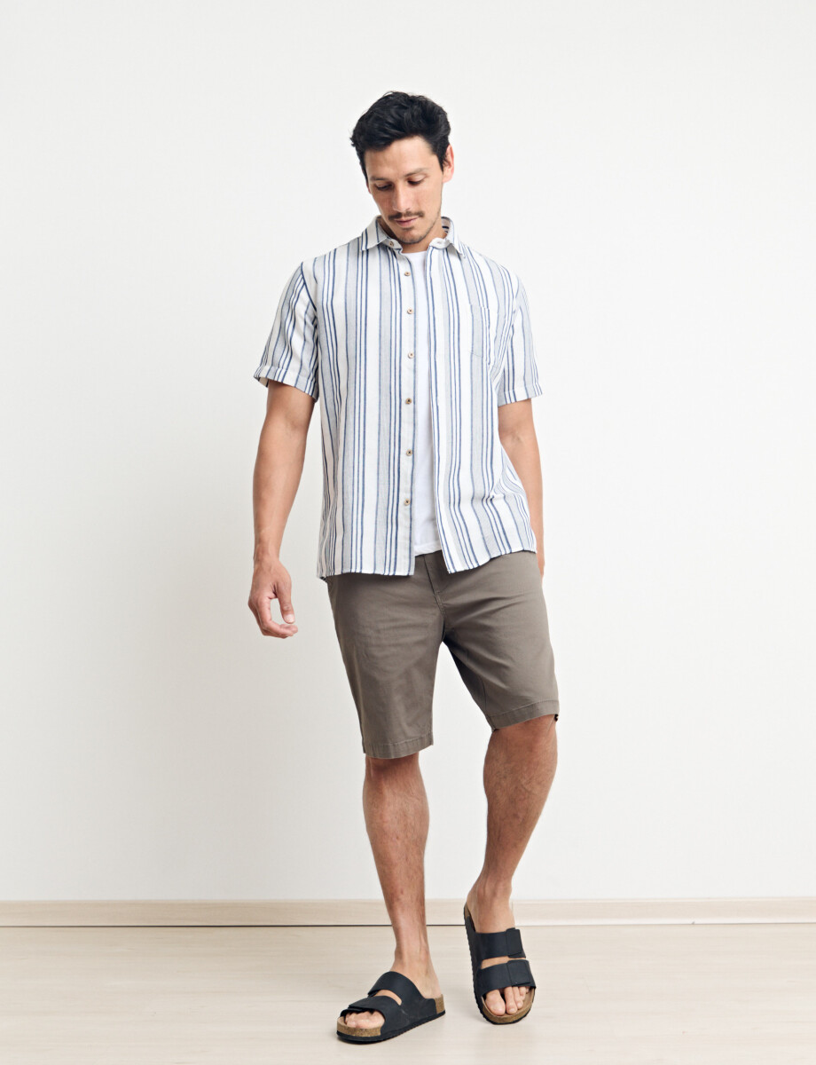 012631 CAMISA HARRINGTON LABEL Natural/azul