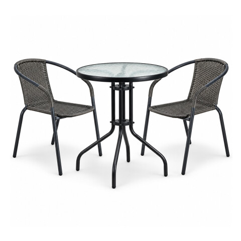 Juego De Jardín Sillas De Ratan Mesa De Vidrio Estructura Marrón Oscuro Juego De Jardín Sillas De Ratan Mesa De Vidrio Estructura Marrón Oscuro