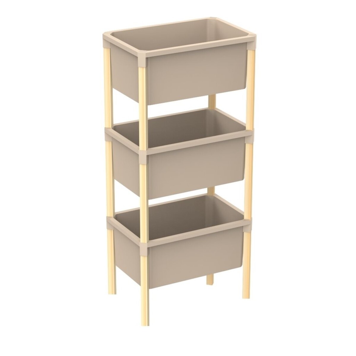 ESTANTERIA 3 CONTENEDORES 95x26x39CMS MADERA Y PP 