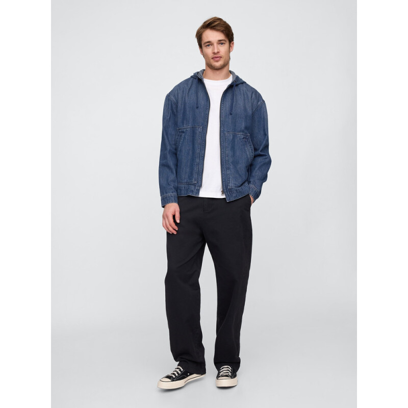 V-DENIM HOODED WORK JACKET INDIGO MEDIUM WASH