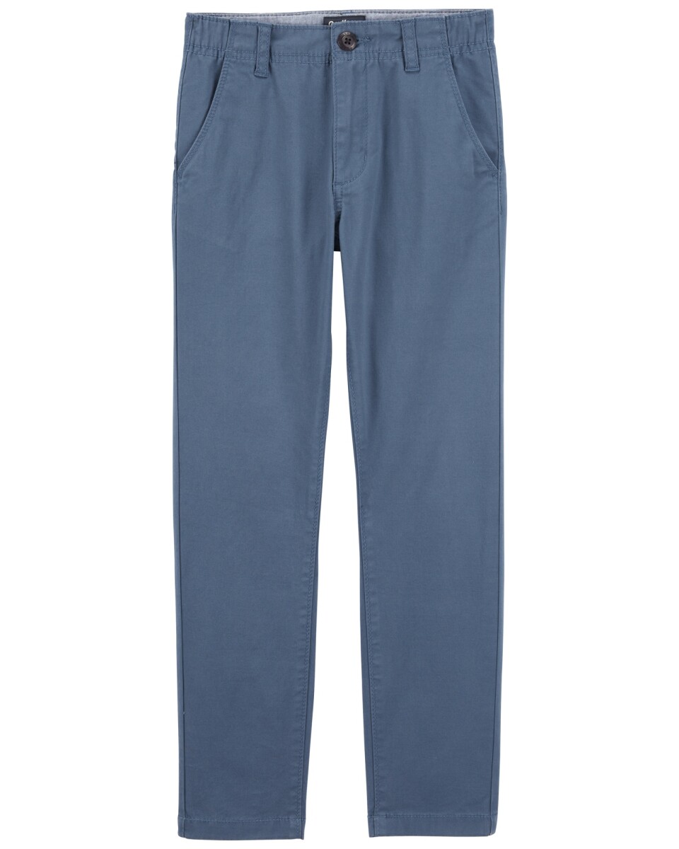 Pantalón clásico de sarga, entallado, azul 