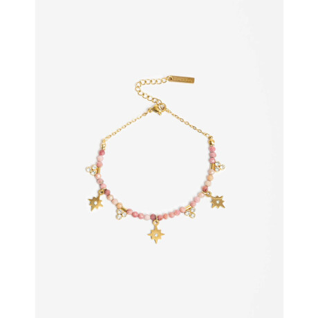 Pulsera De Acero Con Piedra Natural Dorado