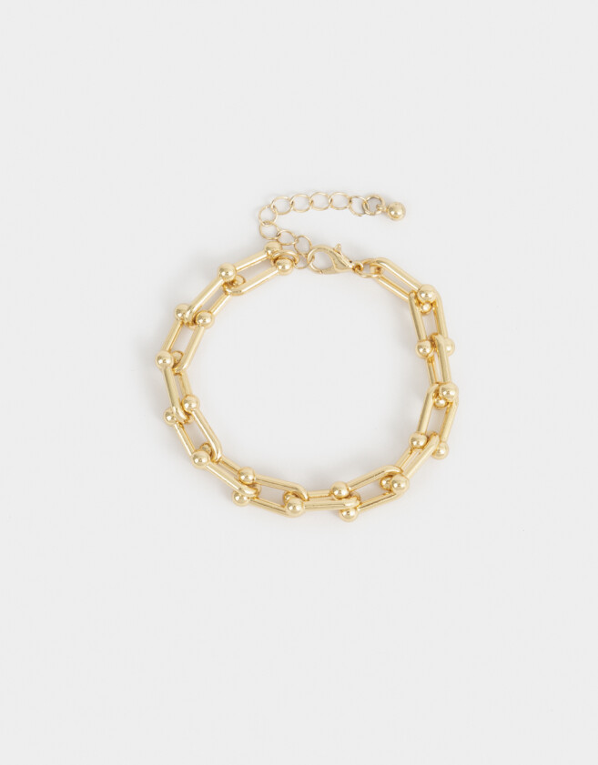 Pulseras Flexibles Bañada en Oro Pulsera Eslabones Bañada En Oro - Dorado