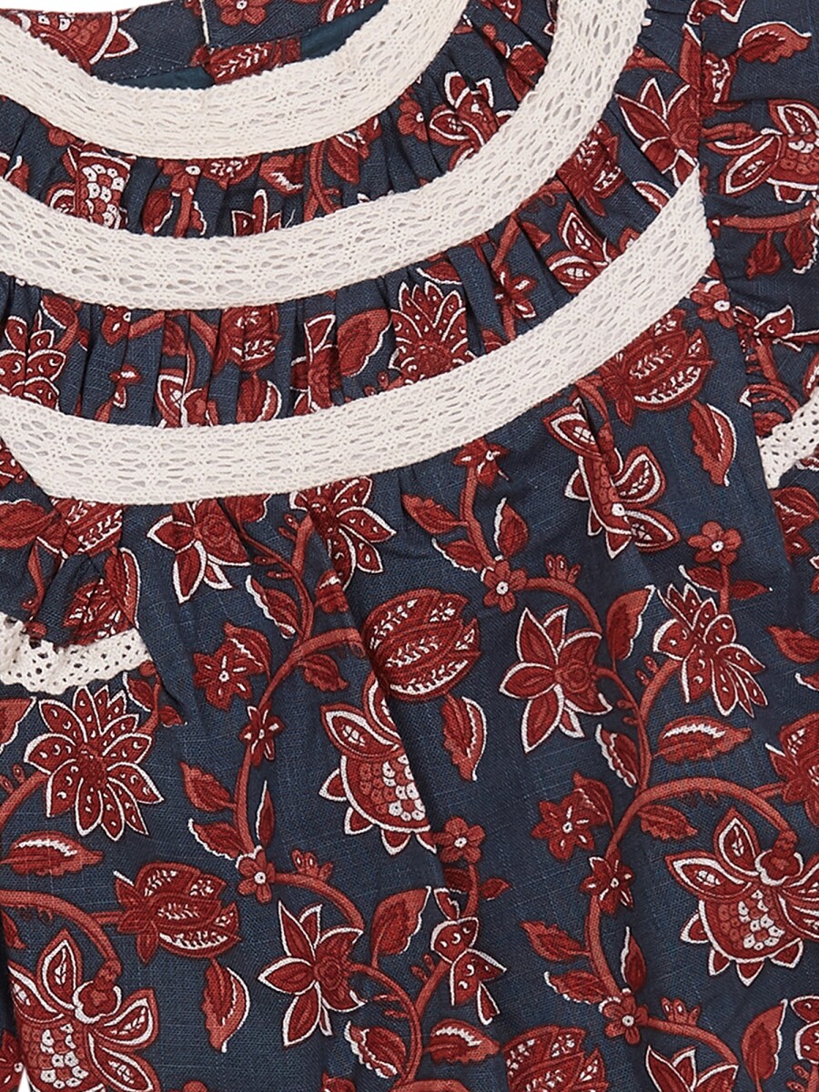 Ranita Estampado De Flores Petroleo