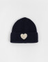 Gorro Romántico Gorro Tejido Con Corazón - Azul Medio