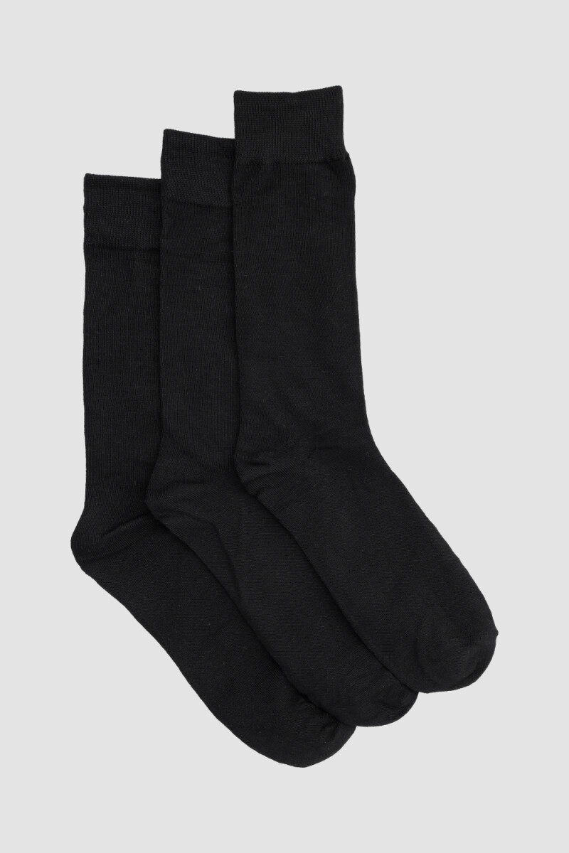 Pack x3 medias bamboo lisas xu Negro
