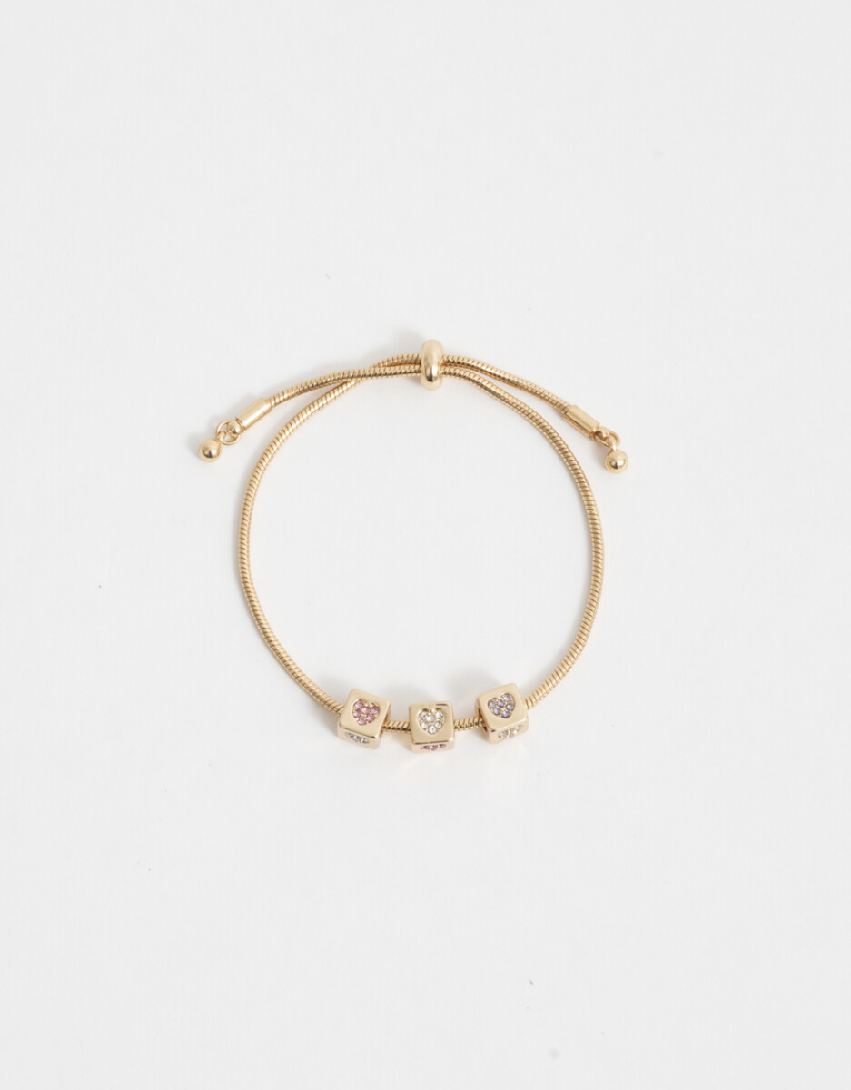Pulsera Flexible Con Dijes Corazón 