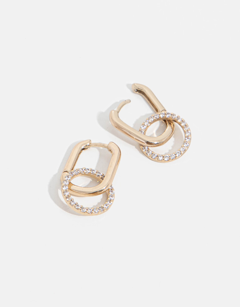 Aros Argollas Strass Argollas Con Cubic - Dorado