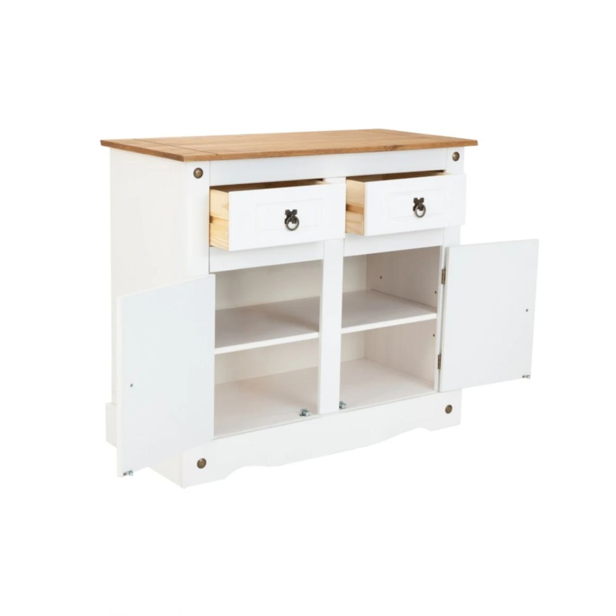 Cómoda Elvezia 5 Puertas - Melamina Roble/Blanco, 115x77x30 Cm