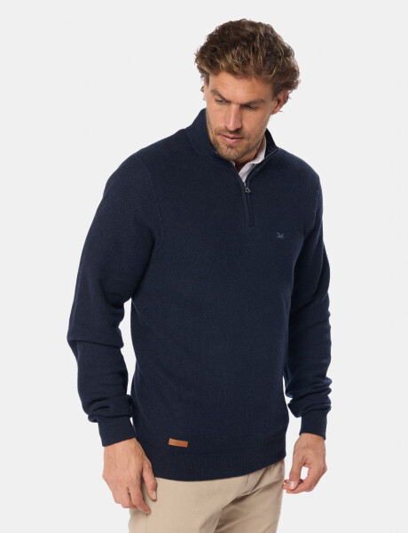 BUZO TEXTURADO MEDIO CIERRE Azul