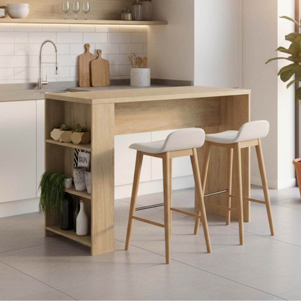 BARRA/DESAYUNADOR - MDP NATURAL-BEIGE MALIBU 