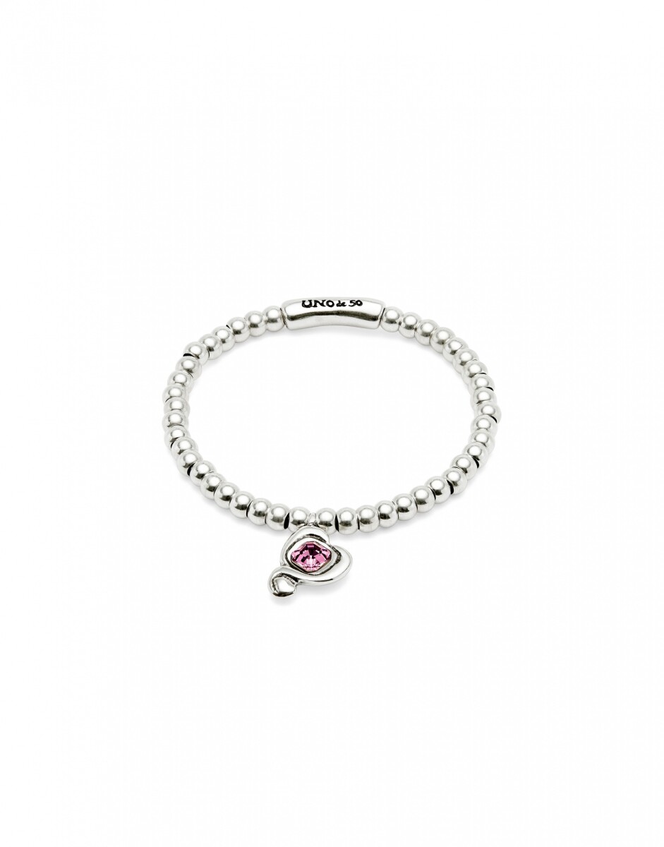 PULSERA DE BOLAS BAÑADAS EN PLATA DE LEY CON CRISTAL ROSA - Pulsera 