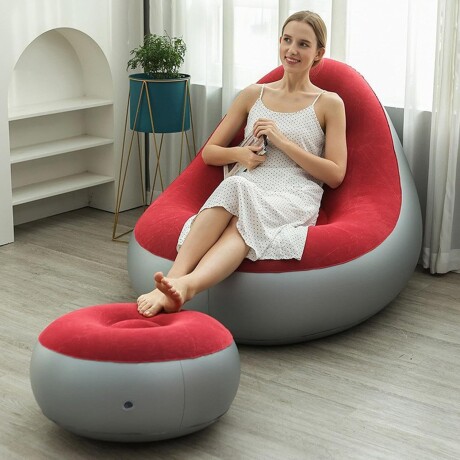 Sillón Puf Inflable Con Posa Pies 100Kg Varios Colores ROJO