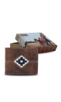 BILLETERA ODIN C/ BORDADO TABACO C/ AZUL