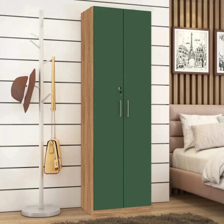 ROPERO 2 PUERTAS GUARDARROPA ARMARIO PLACARD CLOSET MULTIUSO CON LLAVE VERDE - MARRÓN